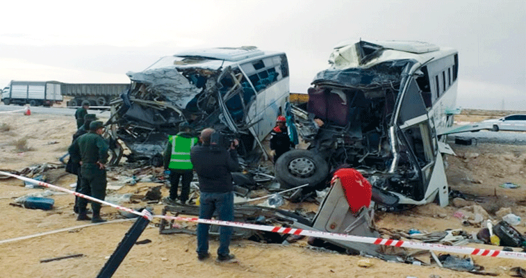 12 قتيلا و 48 جريحا في اصطدام حافلتين بين الـــــــوادي وبســـــــكرة