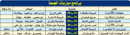 بطولة الرابطة المحترفة: ظهور تاريخي لسكيكدة وقمة تقليدية بتيزي وزو 