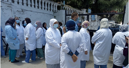 مستشفى الحكيم ضربان بعنابة: احتجاج الطواقم الطبية على اعتداءات أهالي  مرضى كورونا