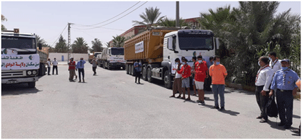 الوادي: انطـــلاق 4 شاحنـــات محملــة بمساعـدات للمتضررين مــن زلزال ميلـــة