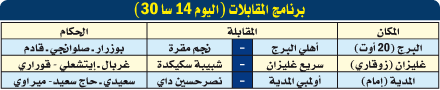 اليوم الثاني من الجولة 13 لبطولة الرابطة المحترفة: المديـة أمــام فرصــة الصـدارة والبــرج لتذوق الانتصار