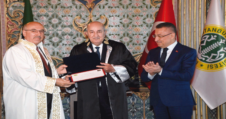 الرئيس تبون يتسلم دكتوراه فخرية من جامعة إسطنبول ويؤكد:  نطمـح لجـامعة جزائرية مستقـلة ومتفتحـة على العلـم