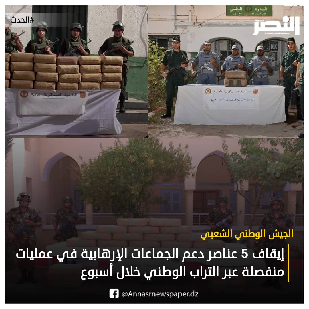 الجيش يوقف 5 عناصر دعم للجماعات الإرهابية خلال أسبوع 
