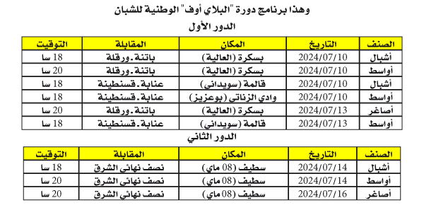 ضبط رزنامة دورة 