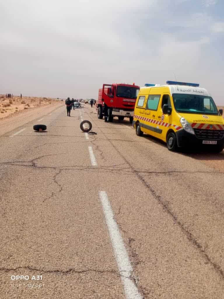 ببلدية العالية في ولاية تقرت  وفاة 4 أشخاص وإصابة آخر في حادث انحراف سيارة 